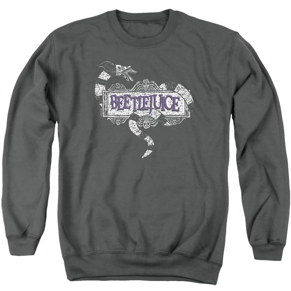 Beetlejuice Logo Mens Crewneck Sweatshirt Charcoal Officially Licensed