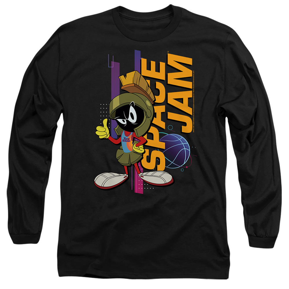 Space Jam 2 Marvin Standing Mens Long Sleeve Shirt Black Officially Licensed