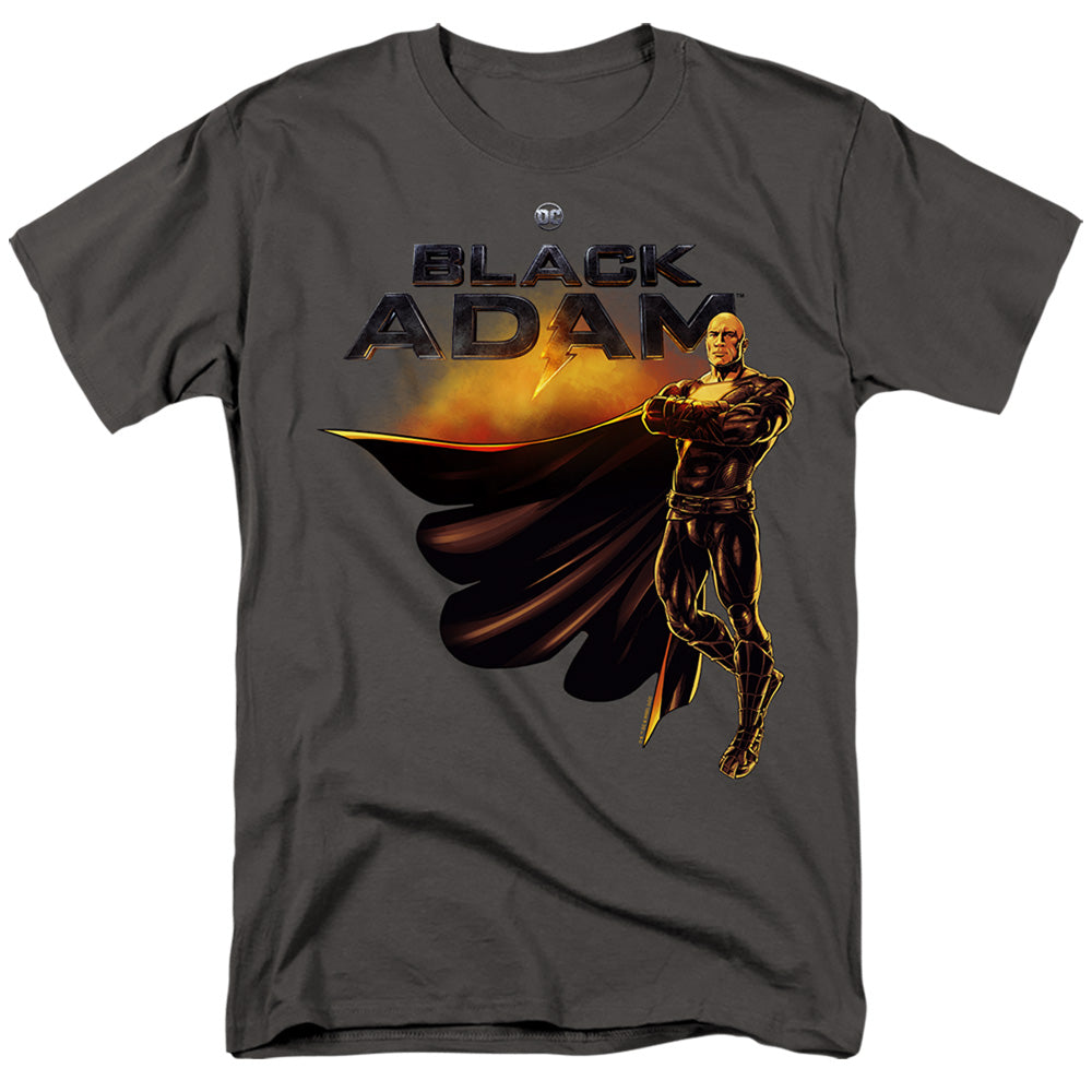 Black Adam Black Adam Logo With Character Mens T Shirt Charcoal