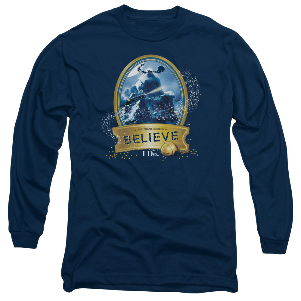 Polar Express True Believer Mens Long Sleeve Shirt Navy Officially Licensed