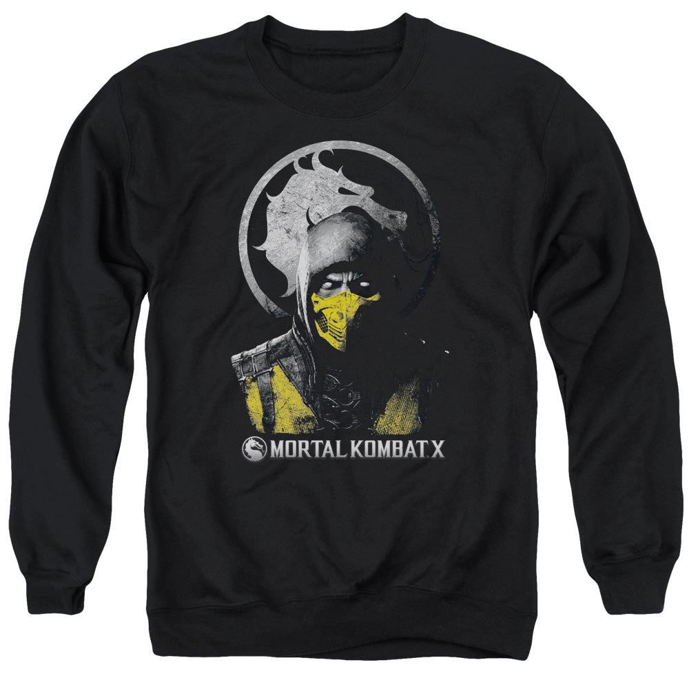 Mortal Kombat X Scorpion Bust Mens Crewneck Sweatshirt Black Officially Licensed