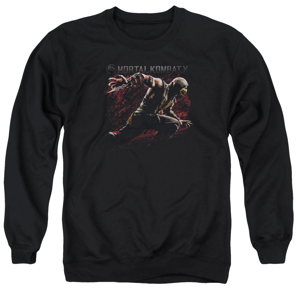Mortal Kombat X Scorpion Lunge Mens Crewneck Sweatshirt Black Officially Licensed