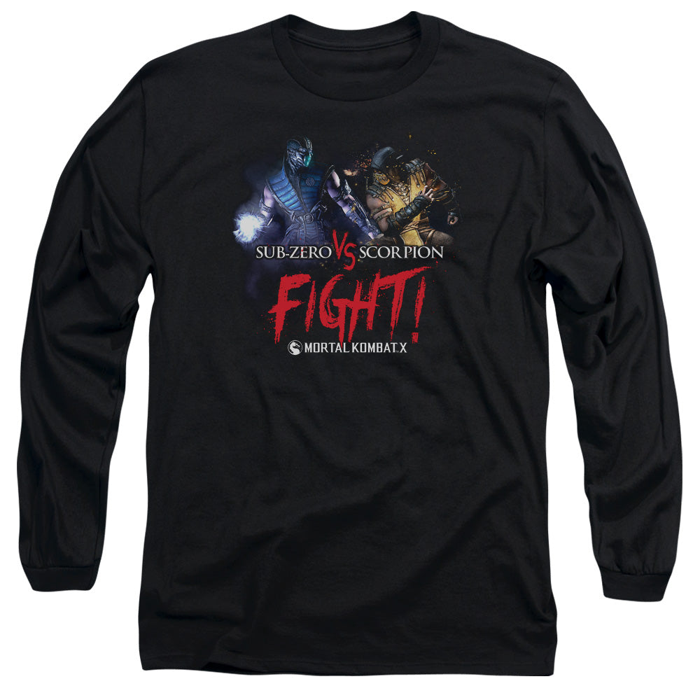 Mortal Kombat X Fight Mens Long Sleeve Shirt Black Officially Licensed