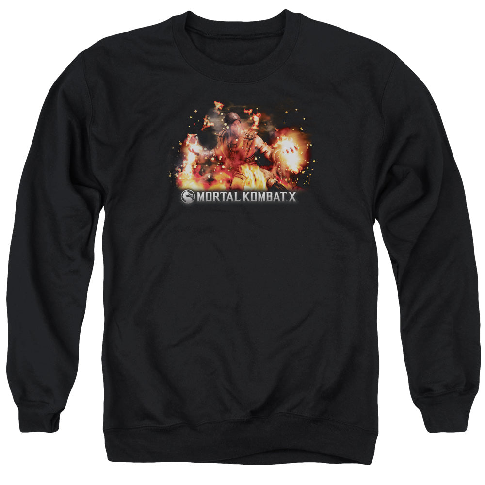 Mortal Kombat X Scorpio Flames Mens Crewneck Sweatshirt Black Officially Licensed