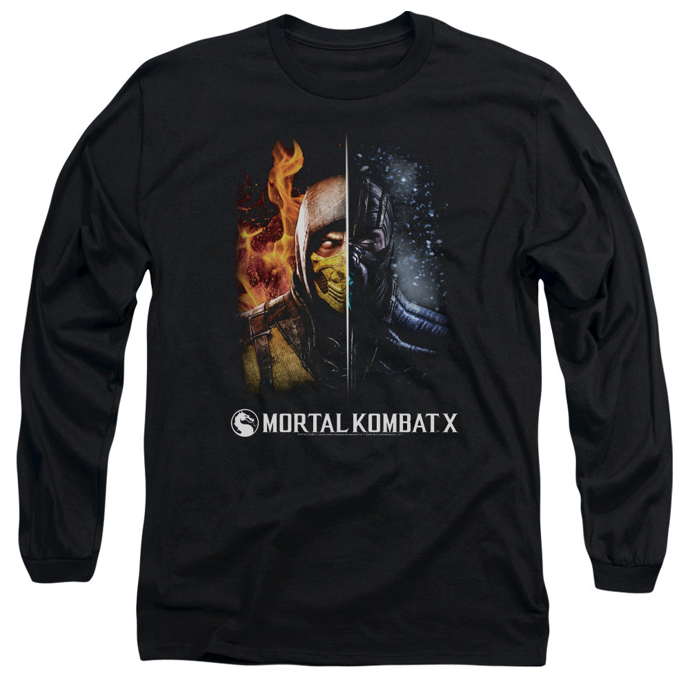Mortal Kombat Fire And Ice Mens Long Sleeve Shirt Black Officially Licensed
