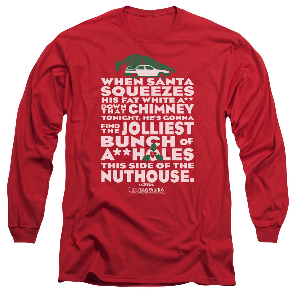 Christmas Vacation Jolliest Bunch Mens Long Sleeve Shirt Red Officially Licensed Officially Licensed