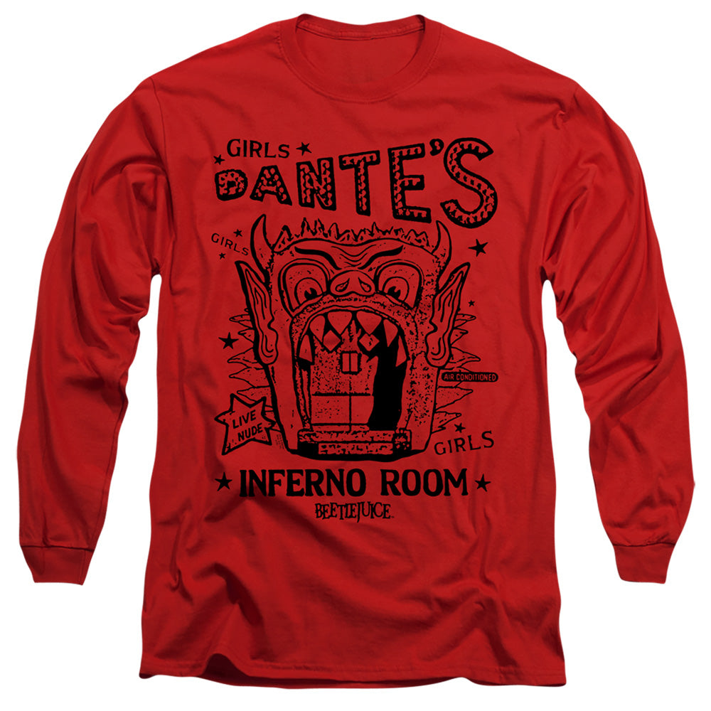 Beetlejuice Dantes Inferno Room Mens Long Sleeve Shirt Red Officially Licensed Officially Licensed
