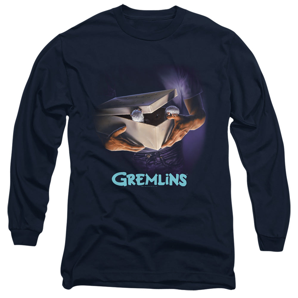 Gremlins Original Poster Mens Long Sleeve Shirt Navy Officially Licensed