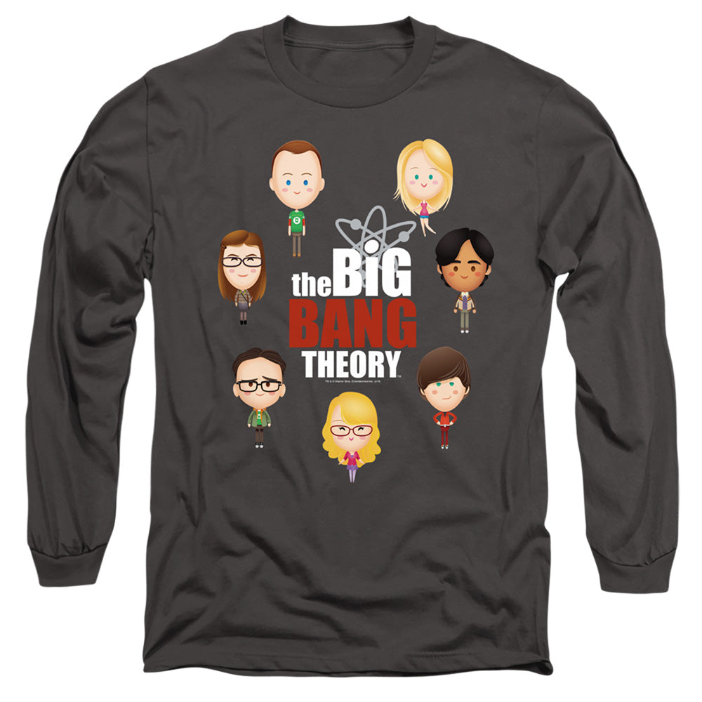 Big Bang Theory Emojis Mens Long Sleeve Shirt Charcoal Officially Licensed