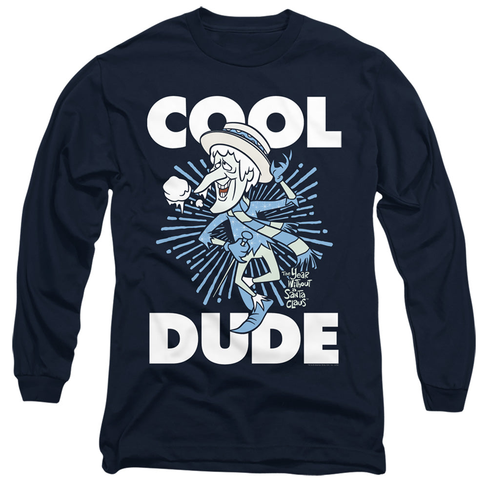 The Year Without A Santa Claus Cool Dude Mens Long Sleeve Shirt Navy Officially Licensed