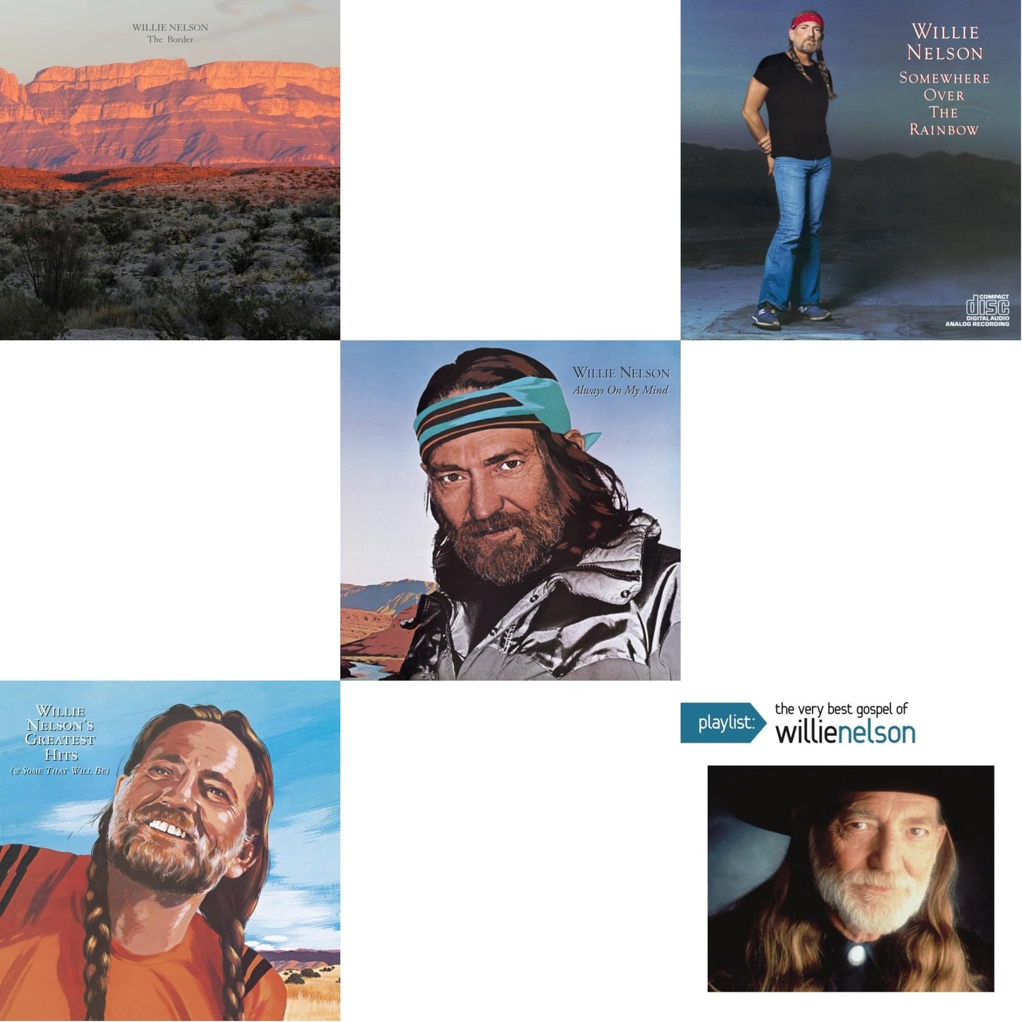 Willie Nelson - Border & Willie Nelson�S Greatest Hits & Always On My Mind & Over The Rainbow & Playlist: Very Best Gospel Of Willie Nelson - CD Bundle