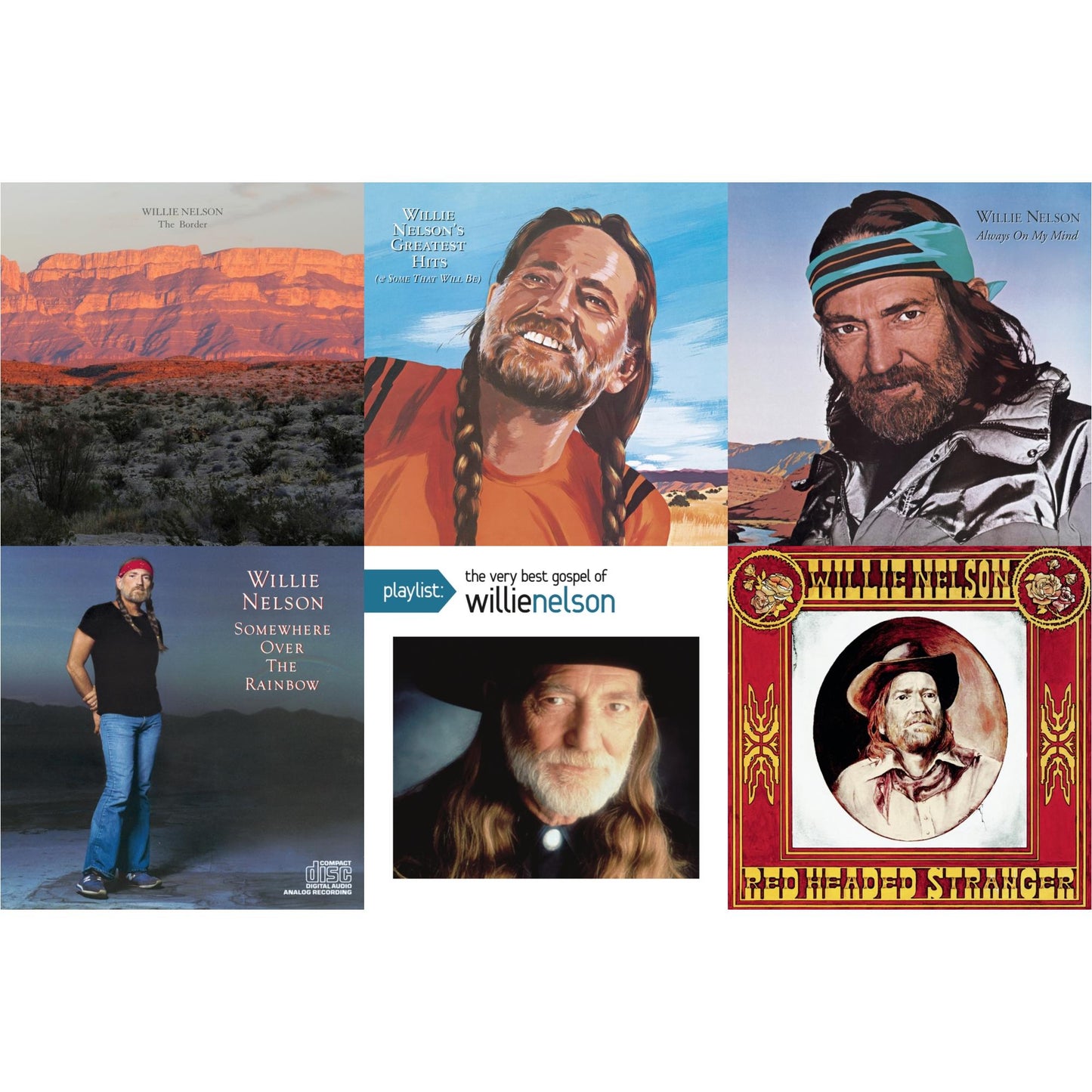 Willie Nelson - Border & Willie Nelson�S Greatest Hits & Always On My Mind & Over The Rainbow & Playlist: Very Best Gospel Of Willie Nelson & Red Headed Stranger - CD Bundle