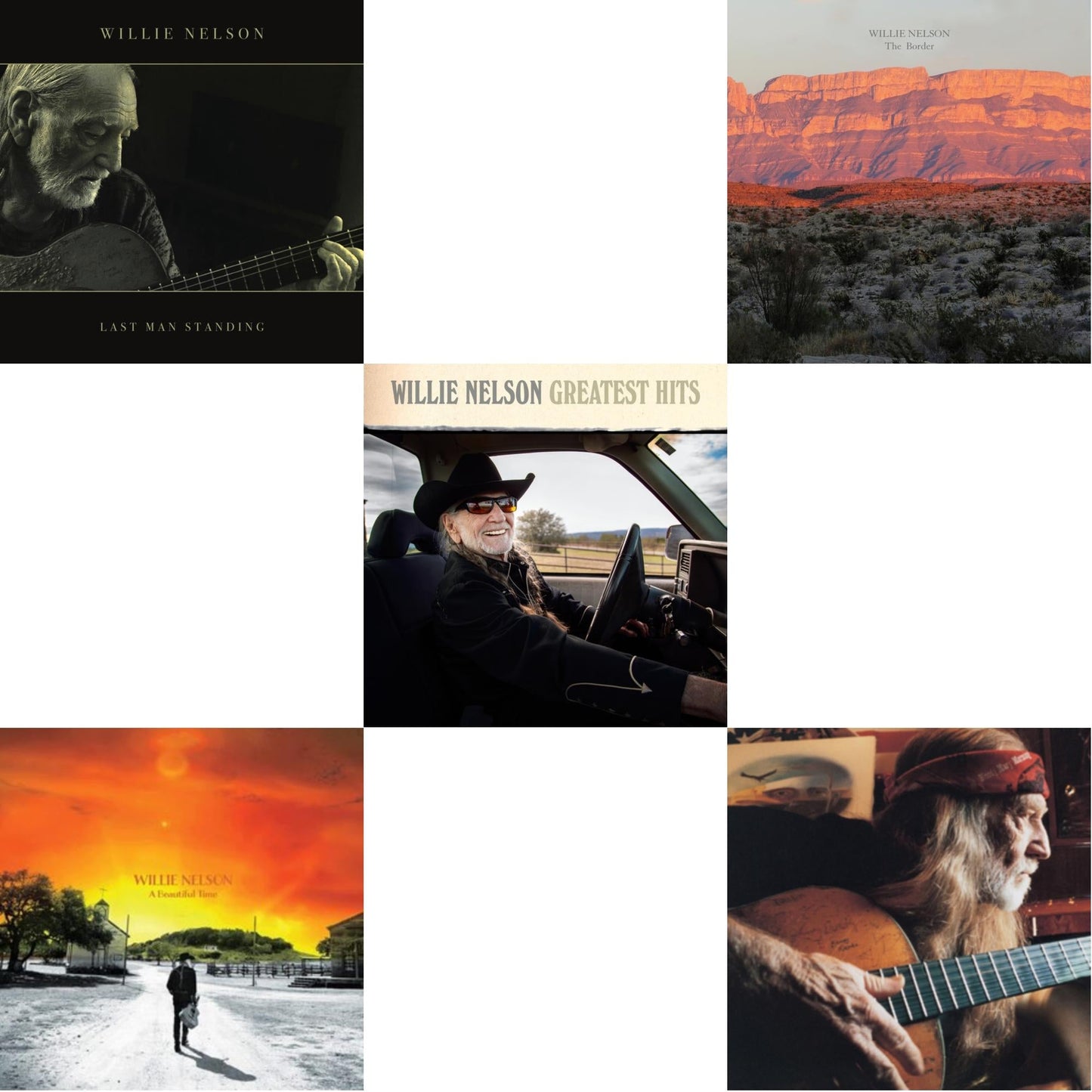 Willie Nelson - Last Man Standing (140G) & Beautiful Time & Greatest Hits & Border & It Always Will Be - LP Vinyl Bundle