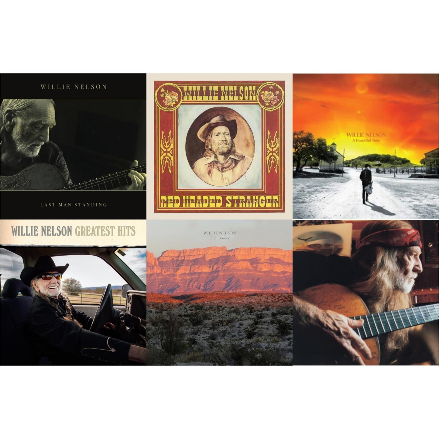 Willie Nelson - Last Man Standing (140G) & Red Headed Stranger (150G/Dl Insert) & Beautiful Time & Greatest Hits & Border & It Always Will Be - LP Vinyl Bundle