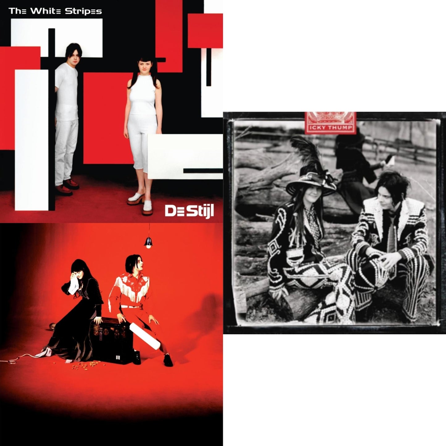 White Stripes - De Stijl & Elephant (Red Smoke & Clear W/ Red & Black Smoke Vinyl/2LP) & Icky Thump (2LP)