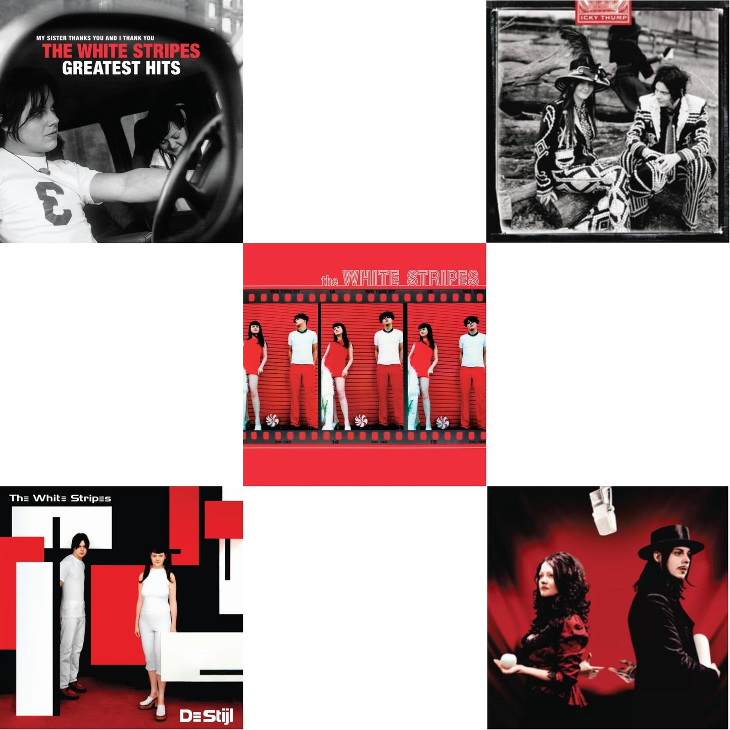 White Stripes - Get Behind Me Satan (2LP) & Icky Thump (2LP) & De Stijl & White Stripes & White Stripes Greatest Hits (2LP)