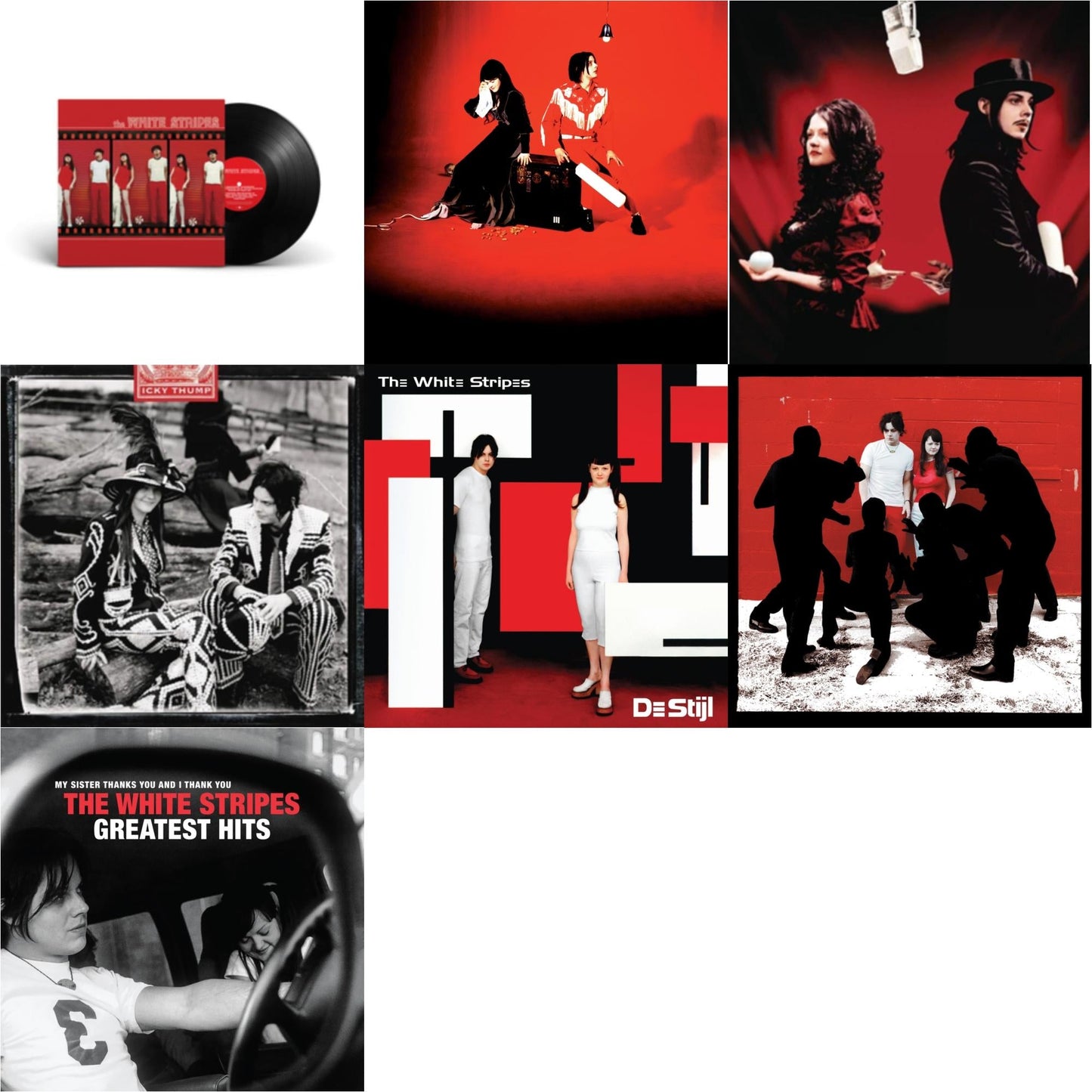 White Stripes - White Stripes & Elephant (2LP) & Get Behind Me Satan (2LP) & Icky Thump (2LP) & De Stijl & White Blood Cells (Reissue) & White Stripes Greatest Hits (2LP)