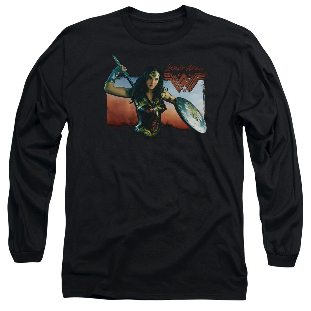 Wonder Woman Movie Warrior Woman Mens Long Sleeve Shirt Black Officially Licensed