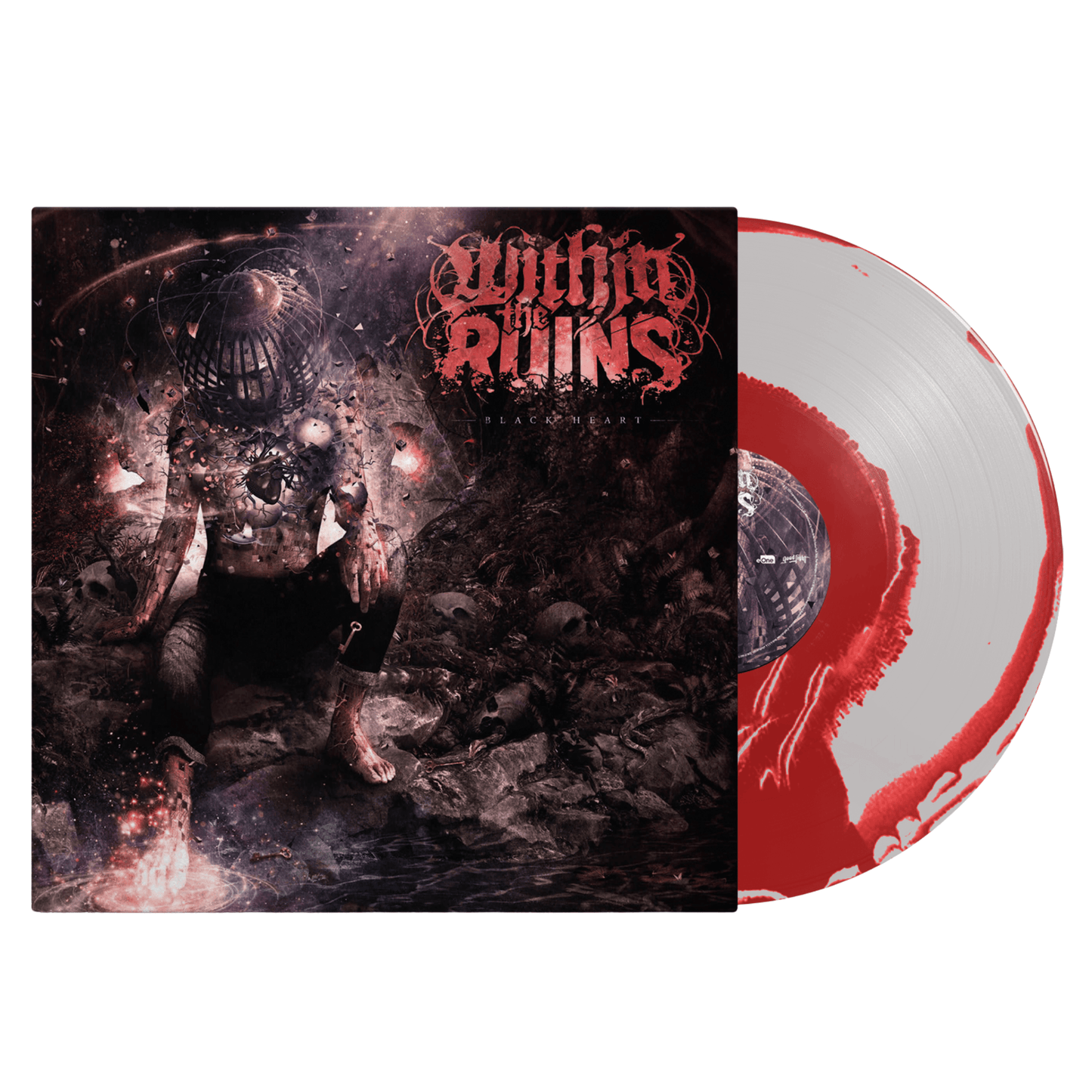 Within The Ruins - Black Heart Opaque Red and Silver Swirl Vinyl Record