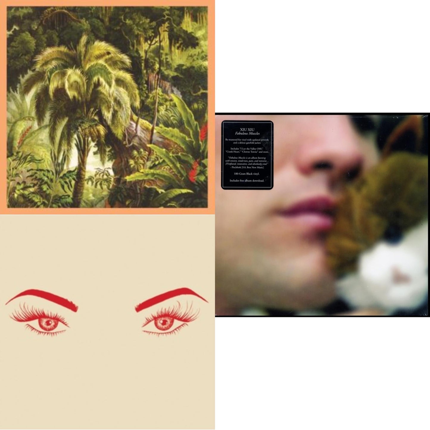 Xiu Xiu - Fabulous Muscles & Oh No (Solid Cream & Solid Scarlet LP Vinyl) & La Foret (Sunset Swirl LP Vinyl)