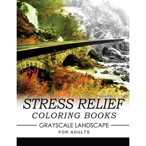Stress Relief Coloring Books GRAYSCALE Landscape for Adults Volume 3