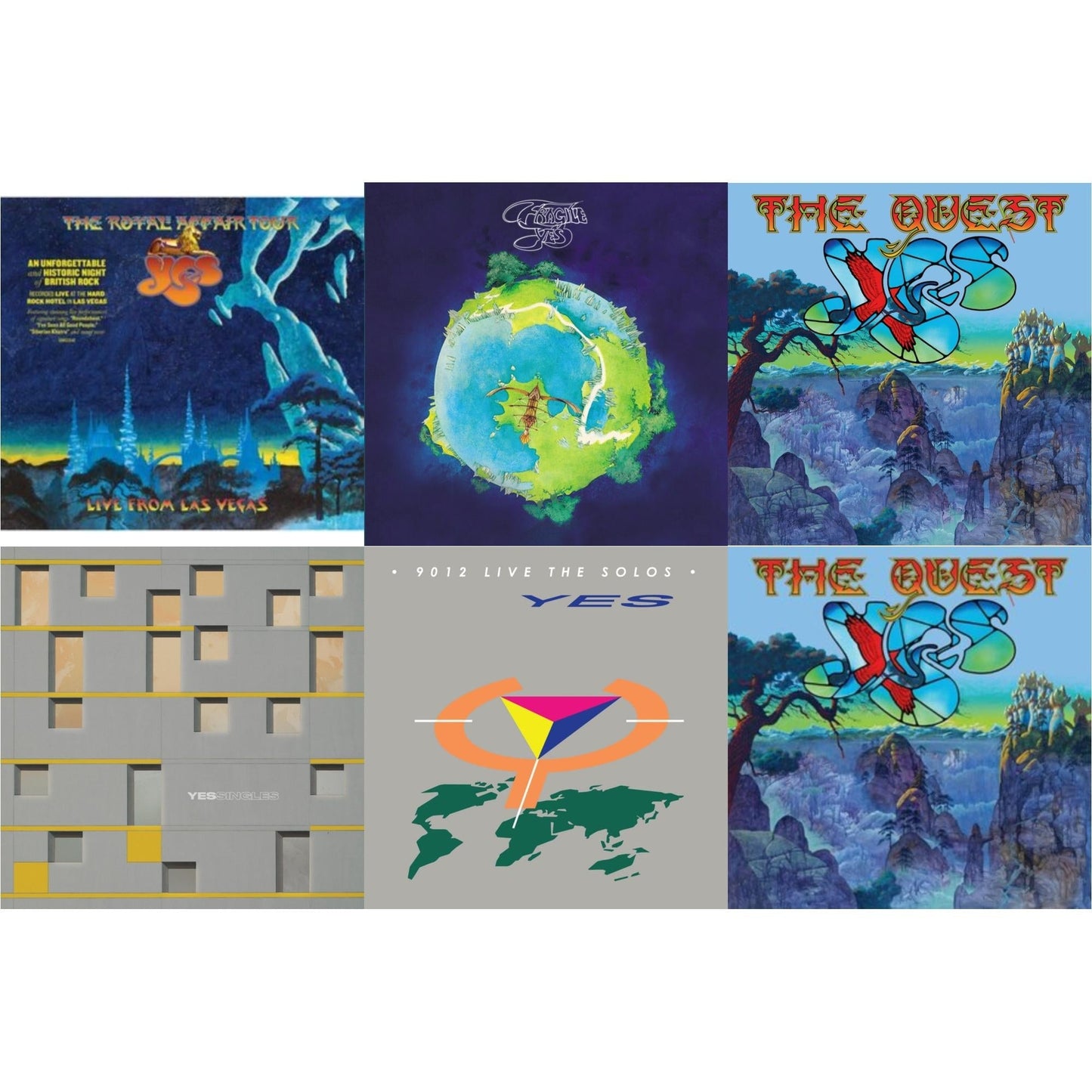 Yes - Yessingles (Yellow/Orange/Black Splatter LP Vinyl) (Rocktober) & Quest (2LP/2CD) & Quest (2LP/2CD/Sky Blue Vinyl) (I) & Royal Affair Tour (Live In Las Vegas) & Fragile (Super Deluxe/LP/CD/DVD) & 9012Live - The Solos (180G/Limited Edition)