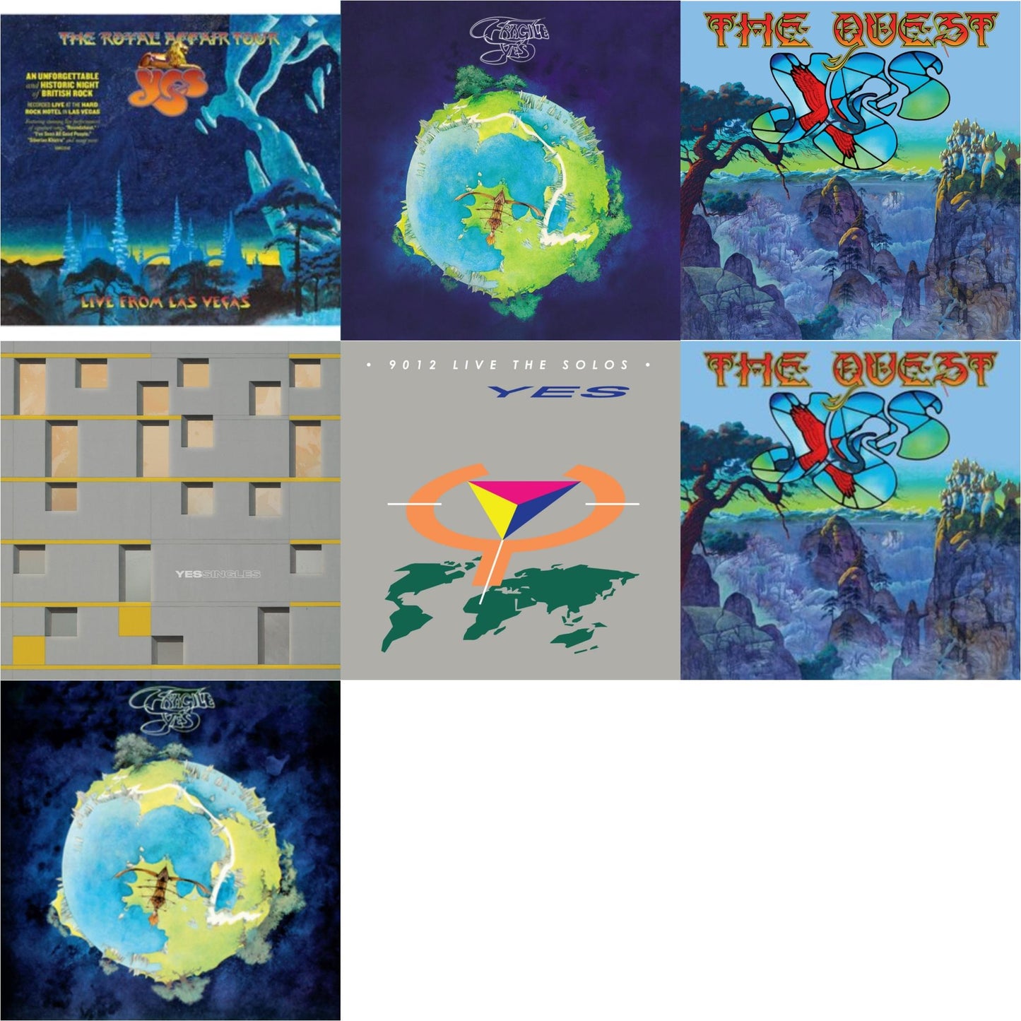 Yes - Royal Affair Tour (Live In Las Vegas) & Fragile (Super Deluxe/LP/CD/DVD) & Quest (2LP/2CD/Sky Blue Vinyl) (I) & Yessingles (Yellow/Orange/Black Splatter LP Vinyl) (Rocktober) & 9012Live - The Solos (180G/Limited Edition) & Quest (2LP/2CD) &