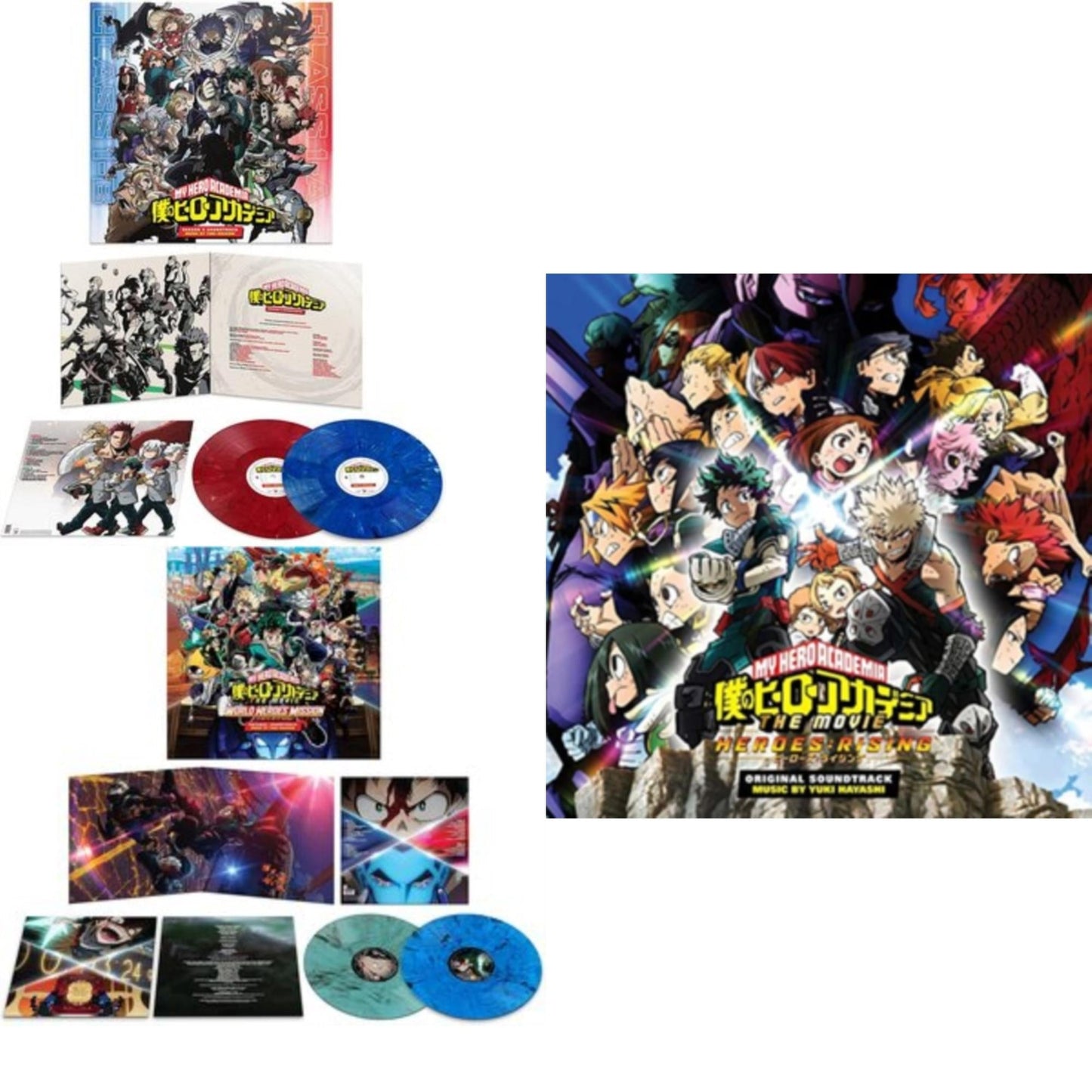 Yuki Hayashi - My Hero Academia: Heroes Rising (Translucent Clear W/ Rainbow Splatter Vinyl/2LP) & My Hero Academia: Season 5 Ost (2LP/1-Opaque Blue Marble/2-Opaque Red Mable Vinyl) & My Hero Academia: World Heroes' Mission Ost