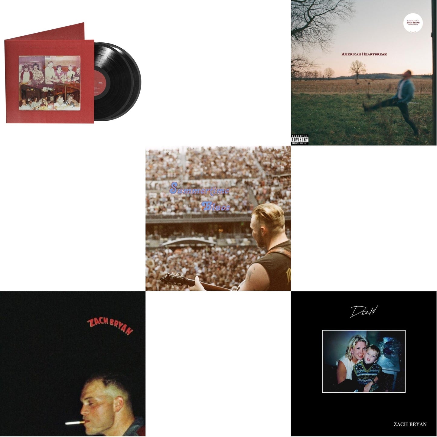 Zach Bryan - Great American Bar Scene (2LP) & Zach Bryan (2LP) & Summertime Blues & American Heartbreak & Deann