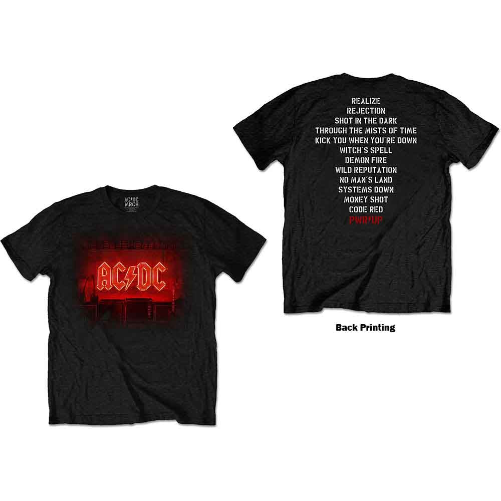 AC/DC Dark Stage/Track list Mens T Shirt Officially Licensed