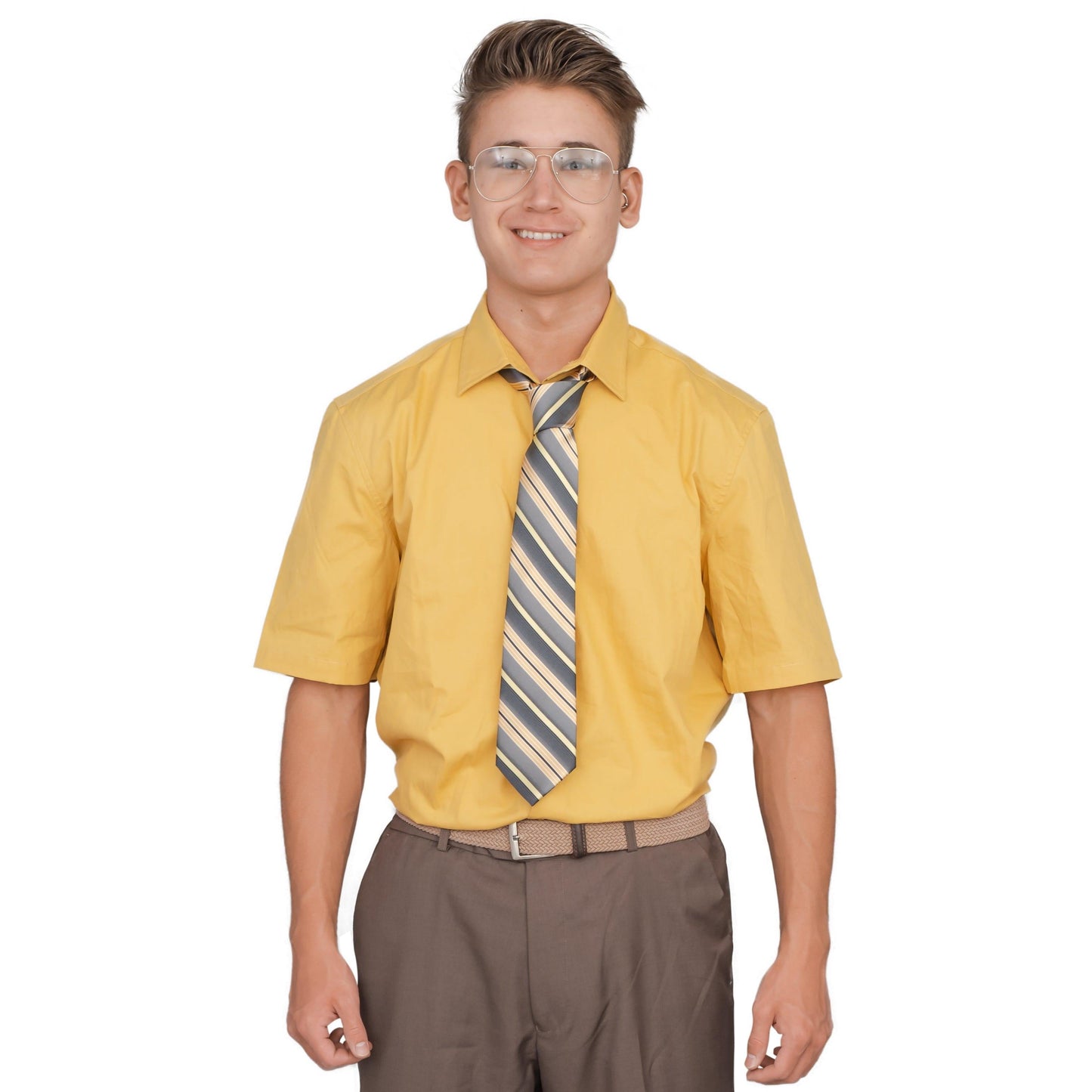 Adult Halloween Costume Office Schrute Short Sleeve T-Shirt and Tie