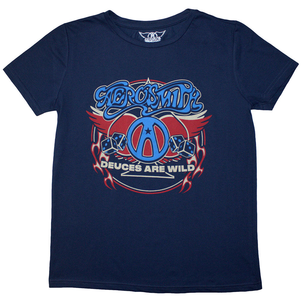 Aerosmith Rainbow Spade Womens T Shirt Blue