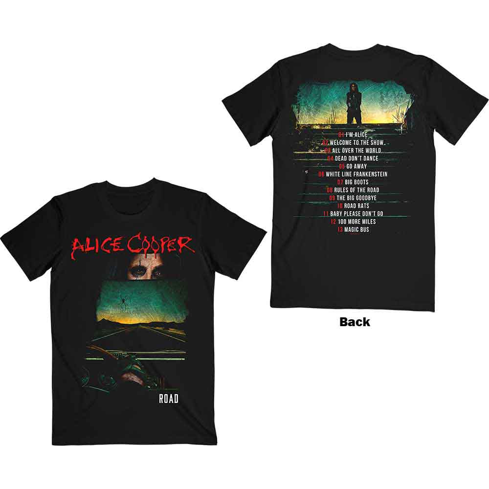 Alice Cooper Road Cover Tracklist Mens T Shirt Officially Licensed
