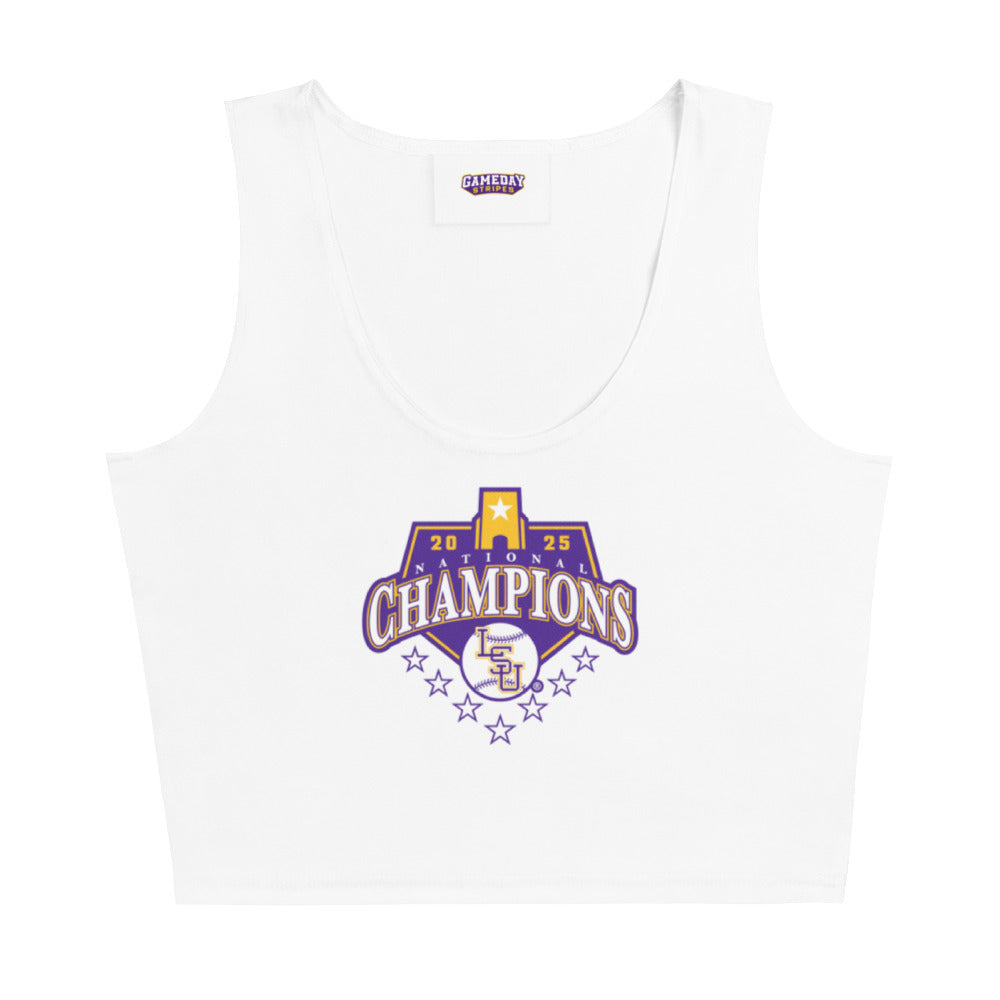 LSU Baseball National Champions Logo Stretch Crop Top