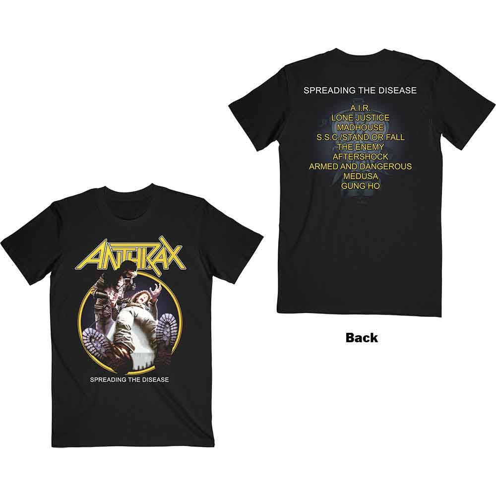 Anthrax Spreading The Disease Track list Mens T Shirt Officially Licensed