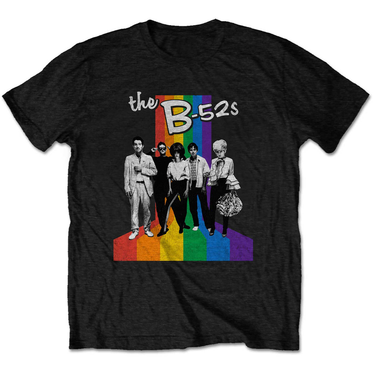 B52s Rainbow Stripes Mens T Shirt Officially Licensed