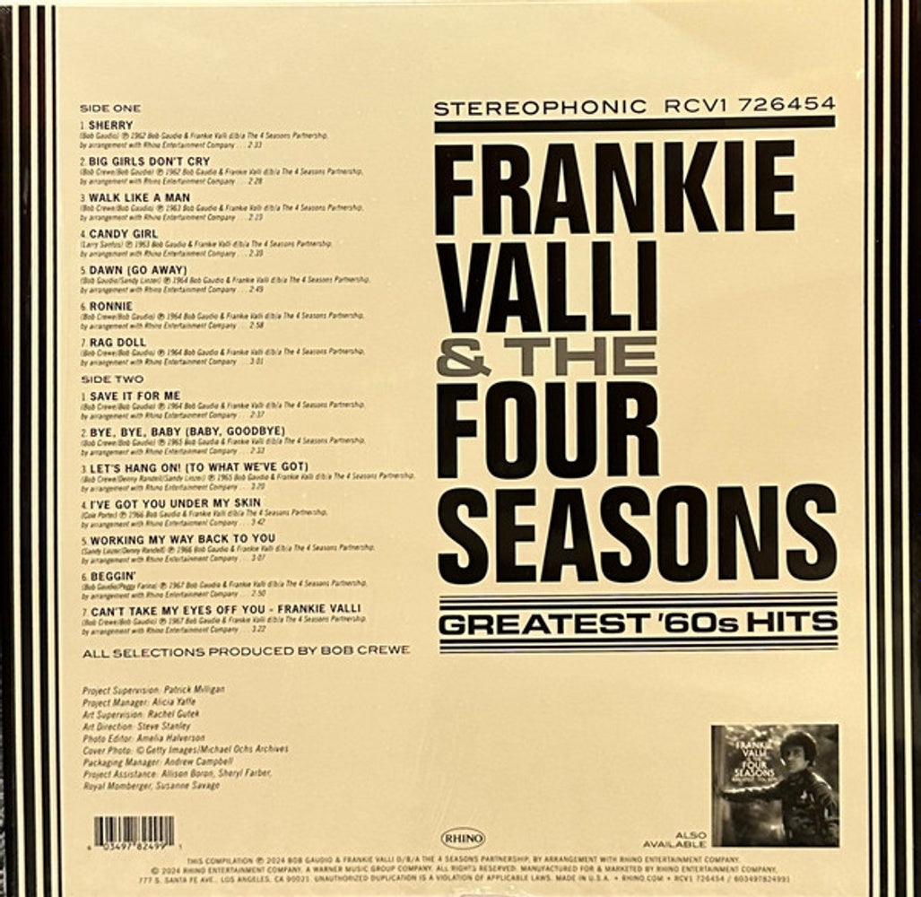 Frankie Valli & The Four Seasons – Greatest '60s Hits (LP Vinyl) Vinyl Record