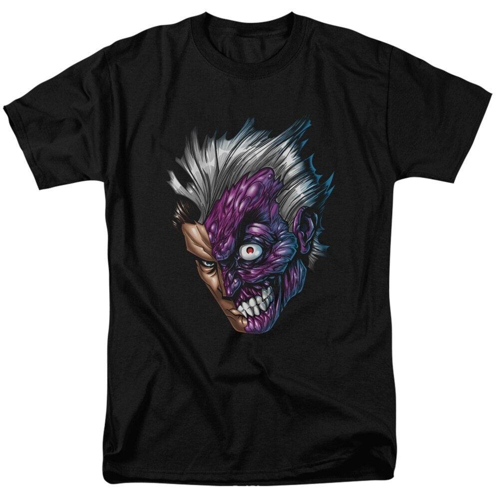 Batman Two-Face 2-Face Just Face Black Adult T-shirt Tee