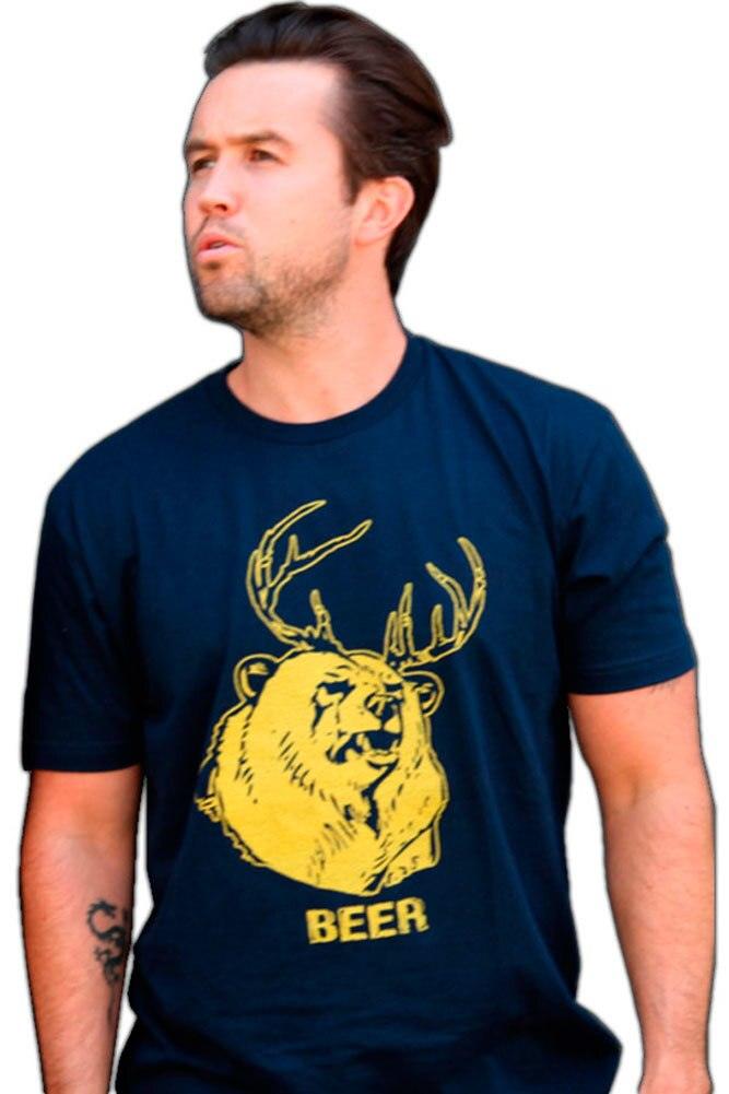 Beer Bear+Deer Mac Navy Adult T-shirt