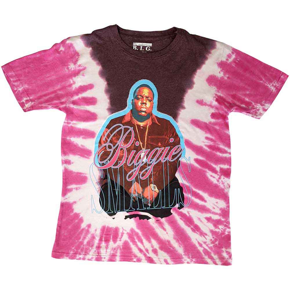 The Notorious B.I.G. Neon Glow T Shirt Tie Dye Pink Officially Licensed