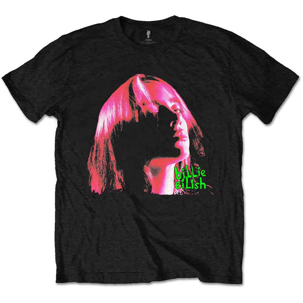 Billie Eilish Neon Shadow Pink Mens T Shirt Black