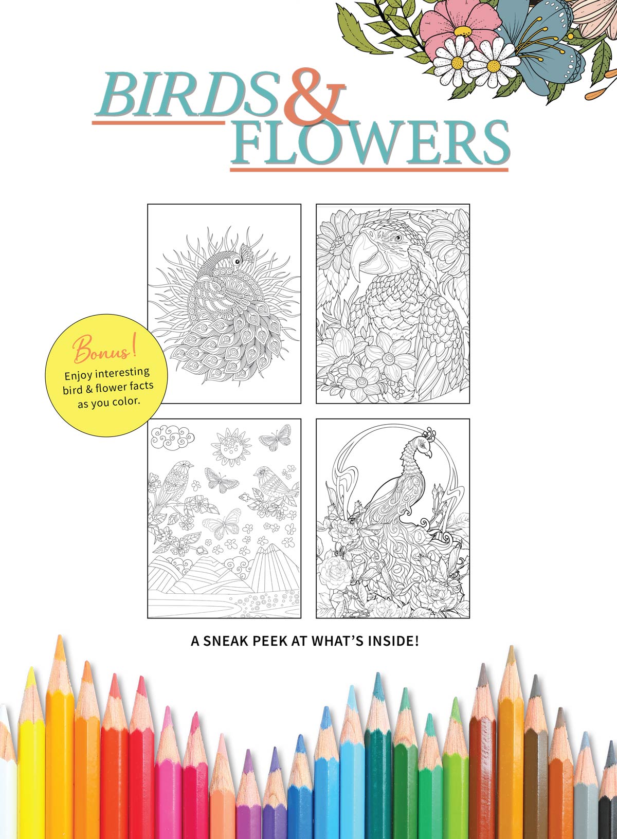 Coloring - Birds & Flowers: Advanced Coloring, 32 Beautiful Designs, Calming Coloring Inspired By Nature, Relax & Unwind, Must-Have For Art Lovers & Stress-Relief Enthusiasts!