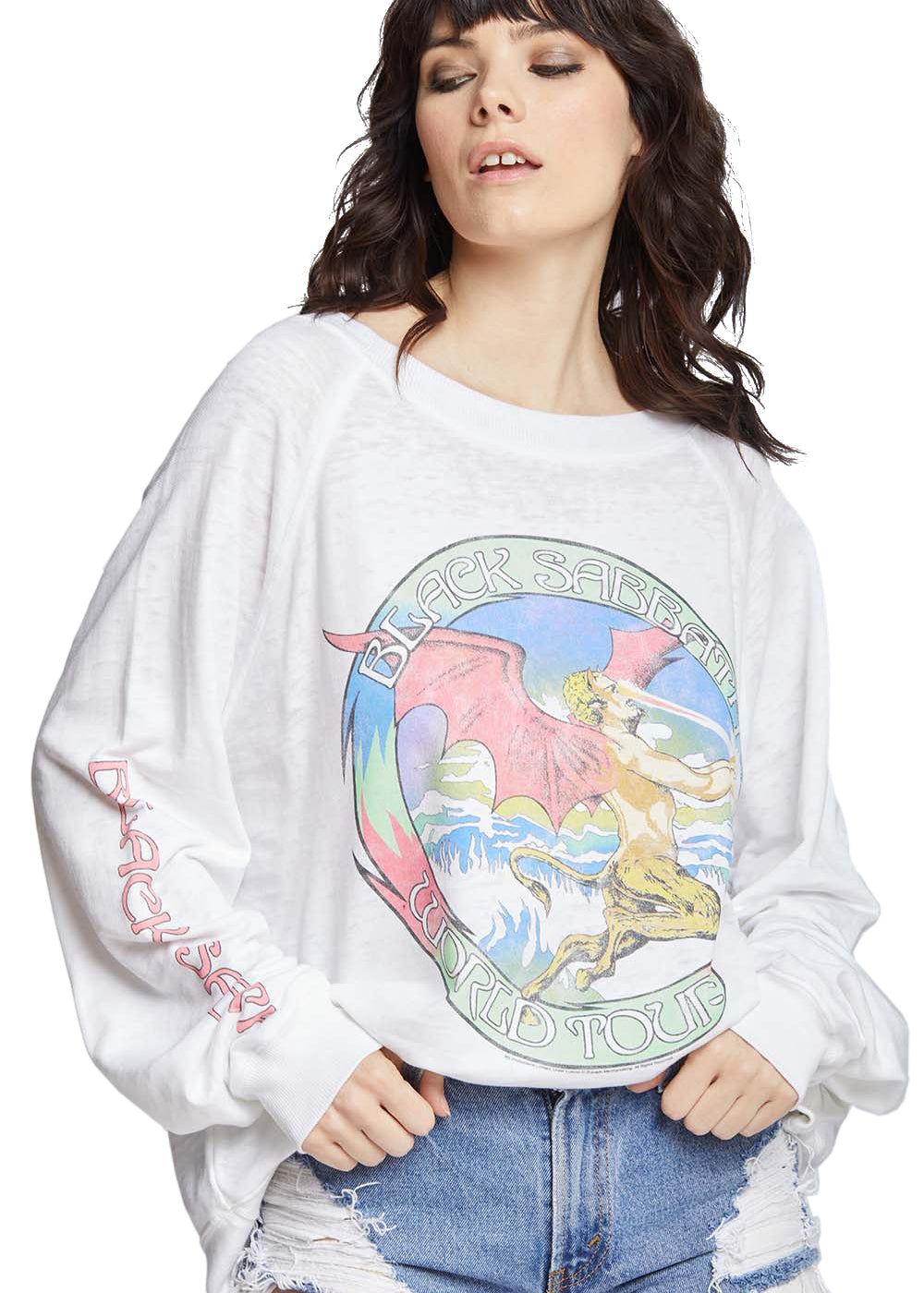 Black Sabbath World Tour 1978 Band Womens Sweatshirt by Recycled Karma White