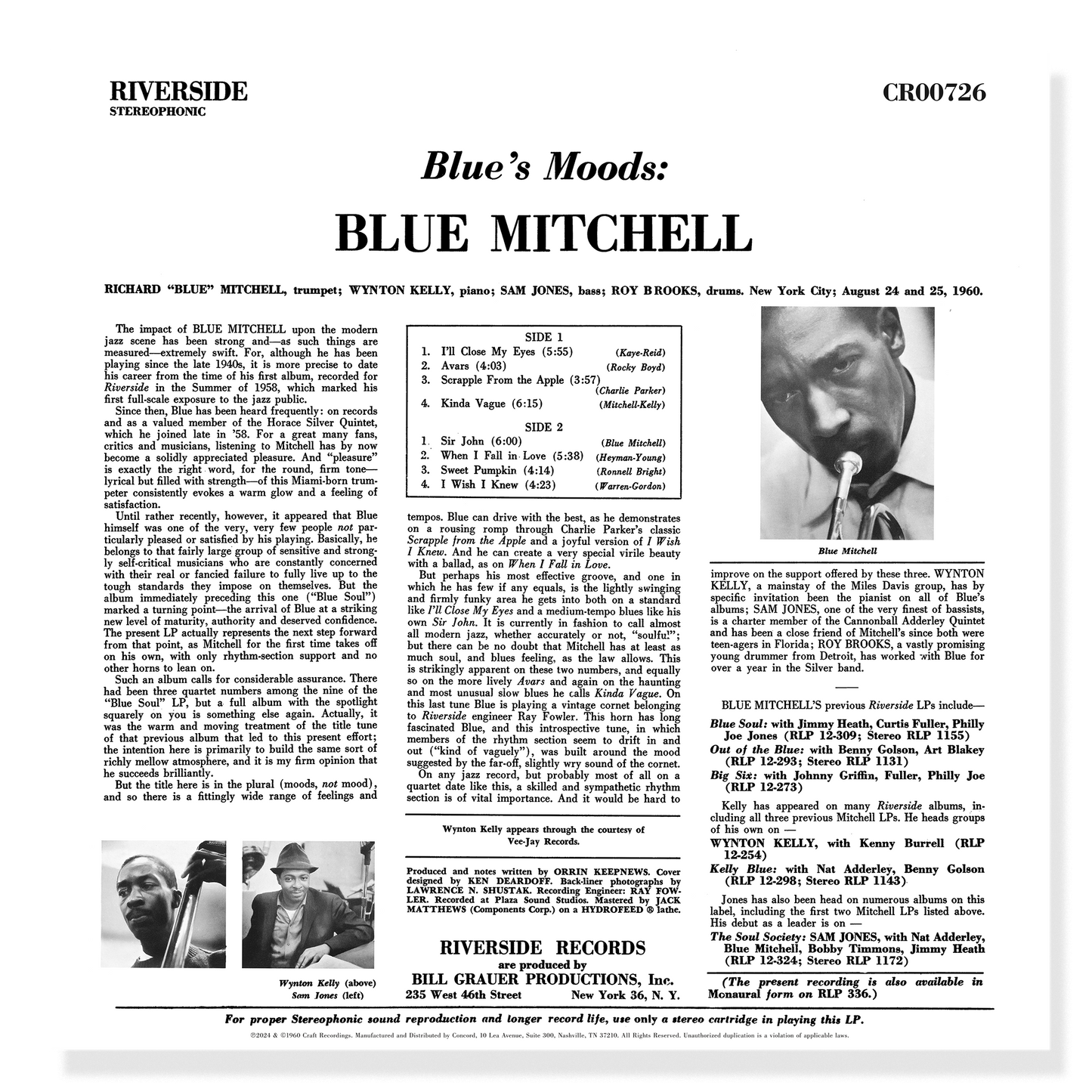 Blue’s Moods (Original Jazz Classics Series) (180g LP) Vinyl Record