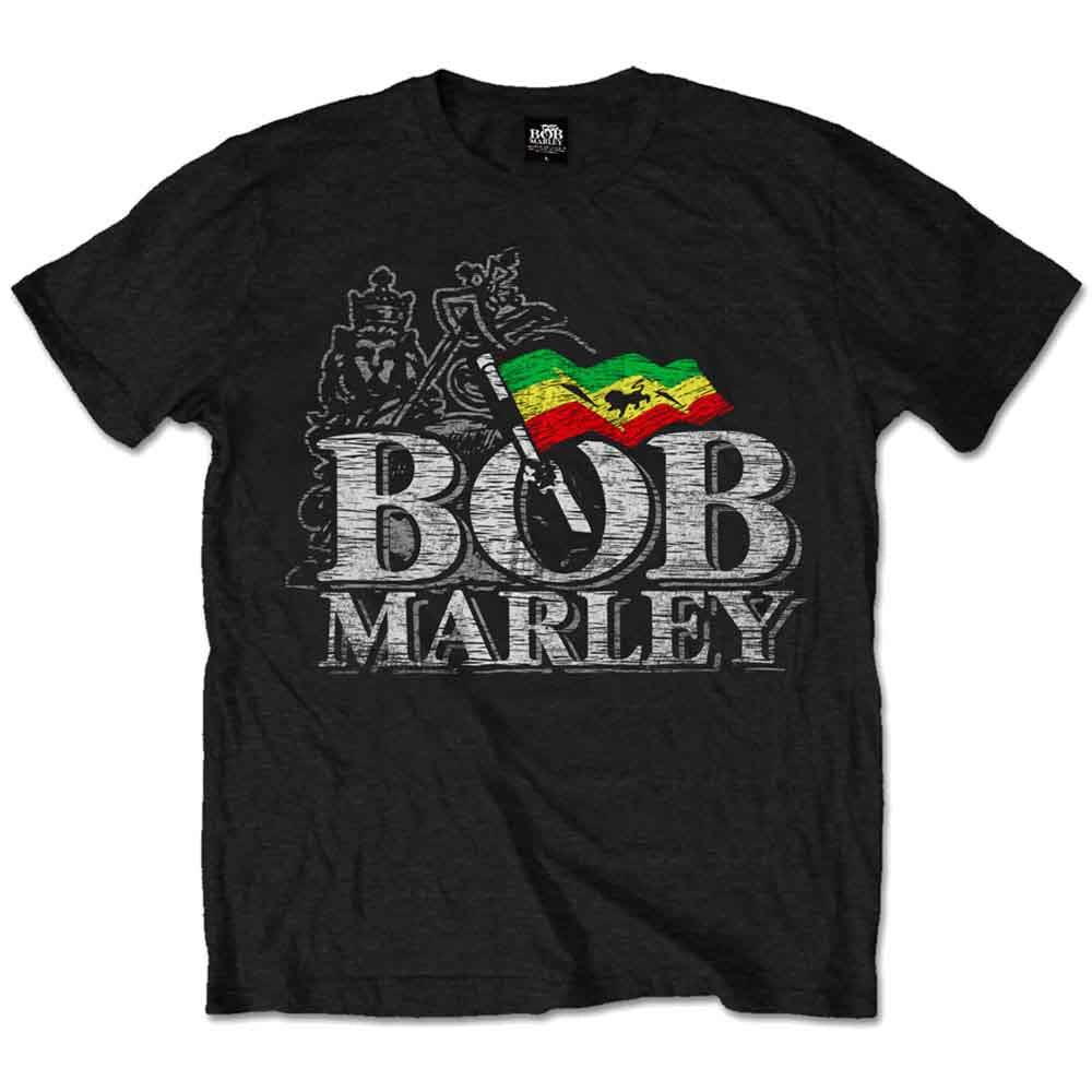 Bob Marley Distressed Logo Mens T Shirt Officially Licensed