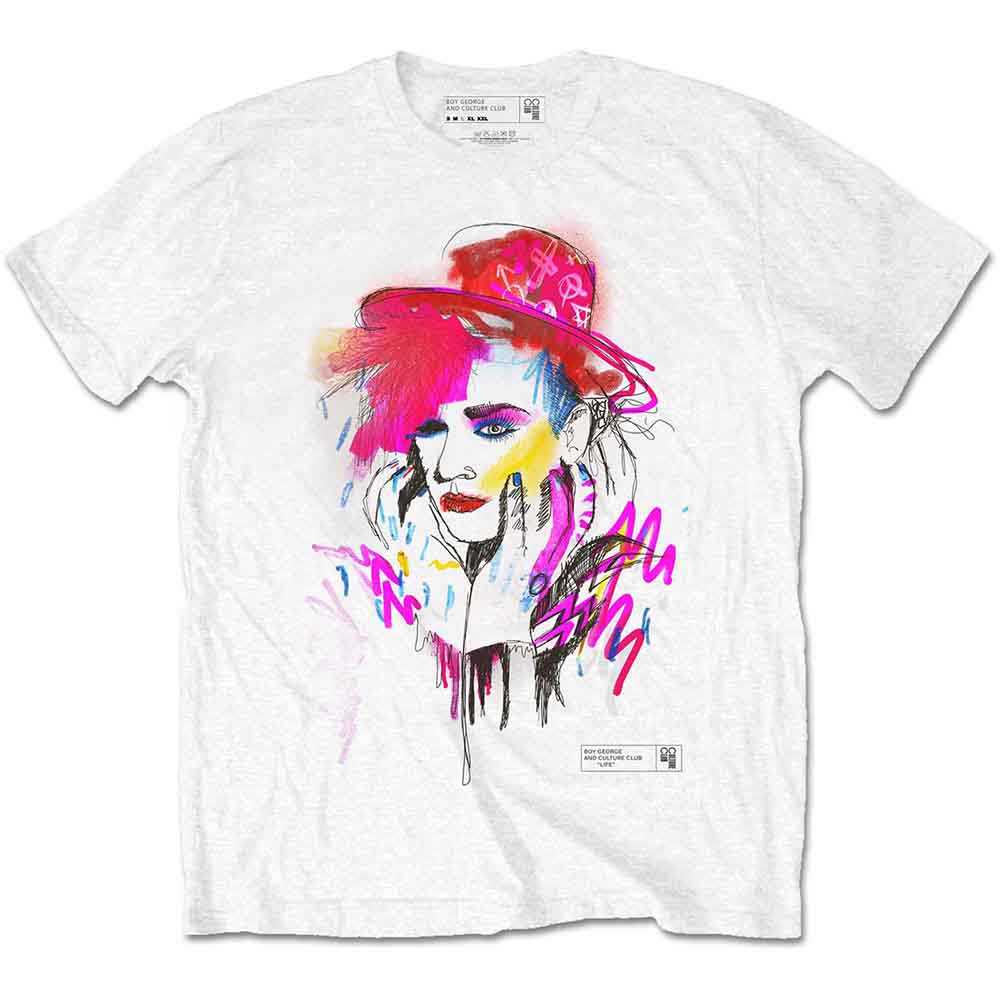 Boy George & Culture Club Drawn Portrait Mens T Shirt Officially Licensed