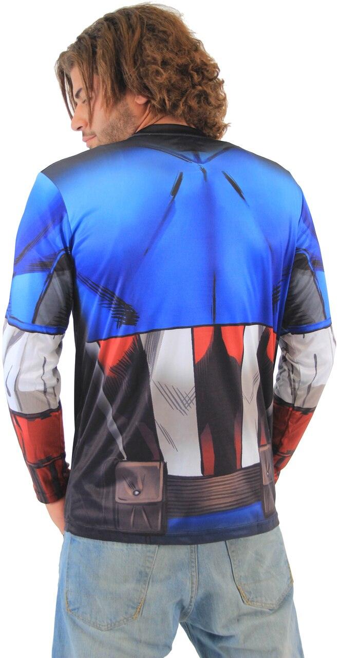 Captain America Sublimated Adult LONG SLEEVE Costume T-Shirt