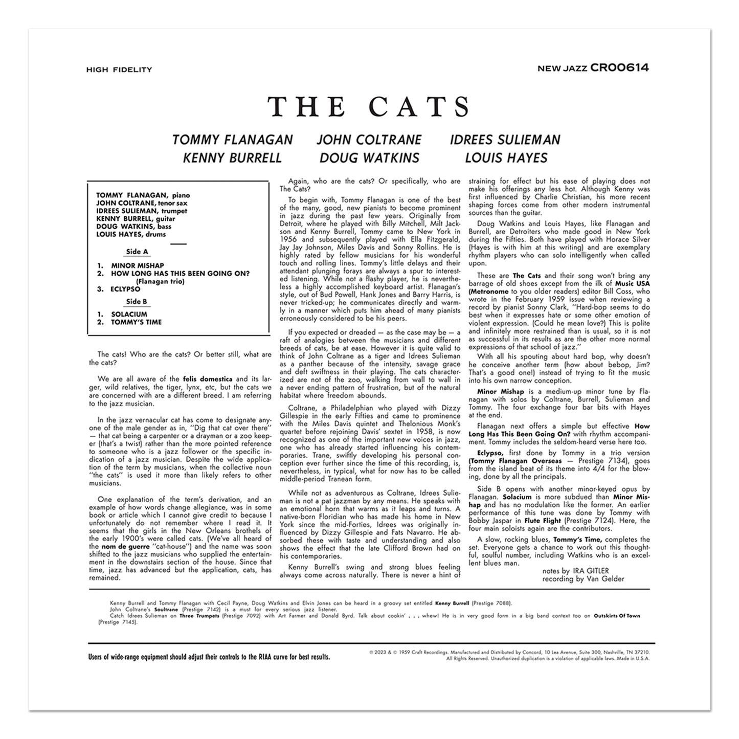 The Cats (Original Jazz Classics Series) (180g LP) Vinyl Record