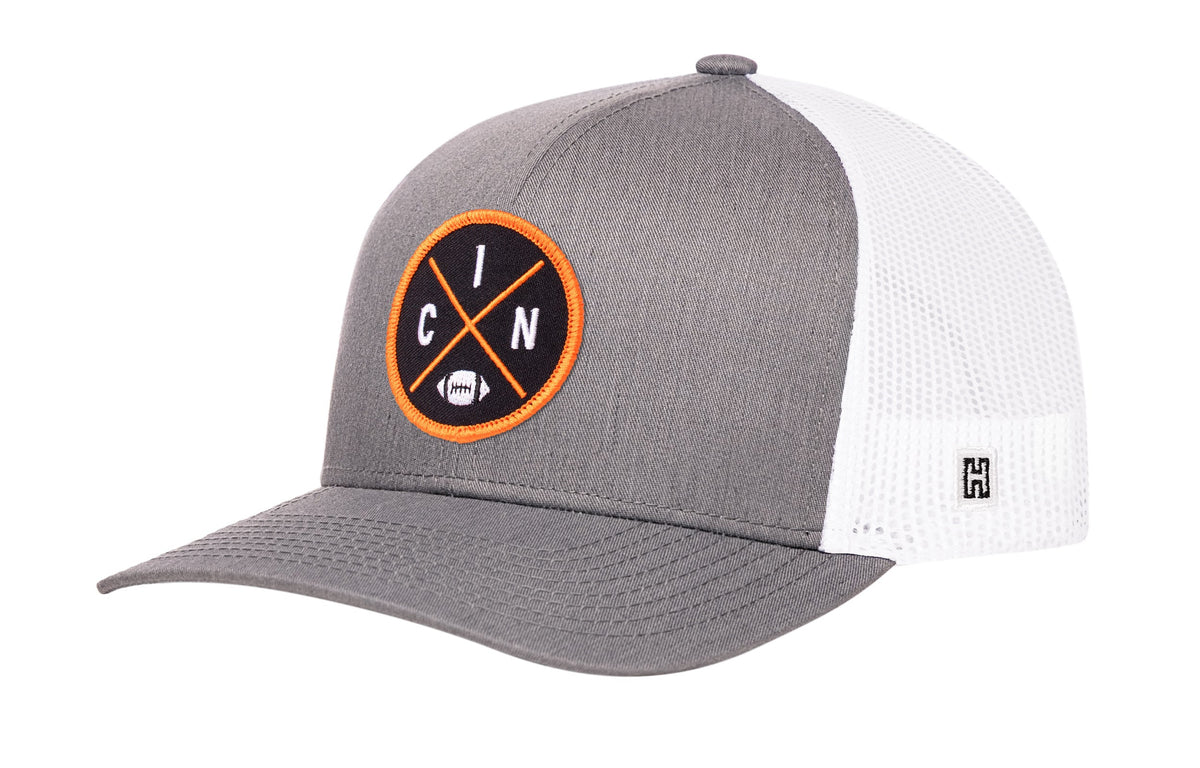 Cincinnati Trucker Hat | Black CIN X Football Snapback