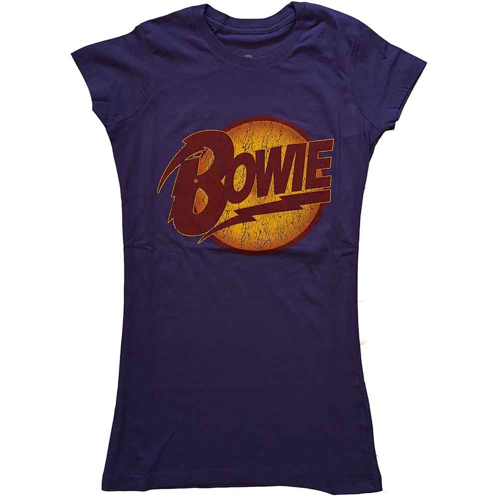 David Bowie Vintage Diamond Dogs Logo Officially Licensed Womens T Shirt Purple